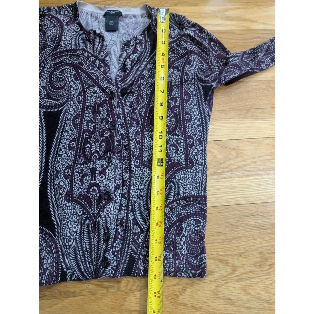 Ann Taylor Petite Paisley Cardigan XS